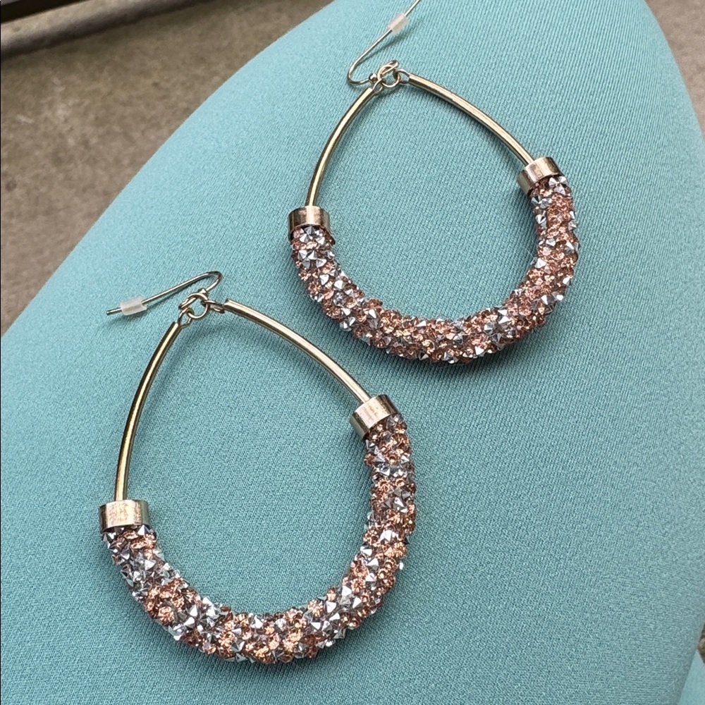 Francesca’s • Large Teardrop Sparkle Encrusted Earrings - Picture 2 of 5